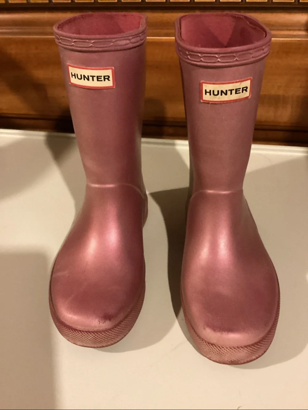 Hunter Classic Kids 12 Rain Boots Dark Pink Burgundy